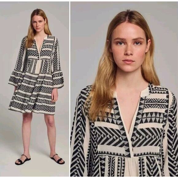 Devotion Twins Ella Embroidered Tunic Dress mini Sz S Small Anthropologie (N - Picture 3 of 9